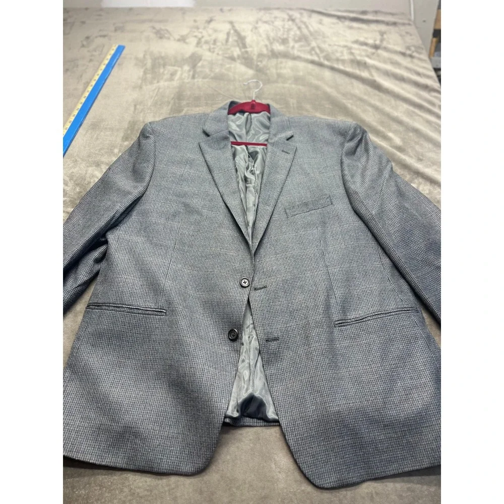 Lauren Ralph Lauren Mens 50R Silk Wool Blazer Grey Houndstooth Sport Coat 50 R